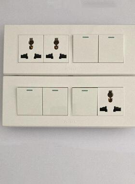 118120系列四位置大板墙开关插座面板10A一开9孔两开6孔单控制和