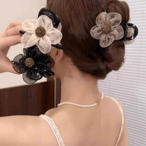 2024 New Women's High-Quality Elegant Mesh Rhinestone Flower
