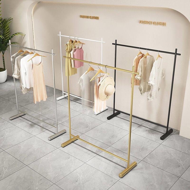 服装店专用展示架落地式金色铁艺货架陈列童装女装店面挂衣杆特价