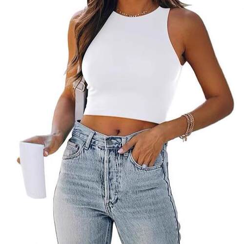 Tank Top For Women Sleeveless Double Lined Crop Tops High