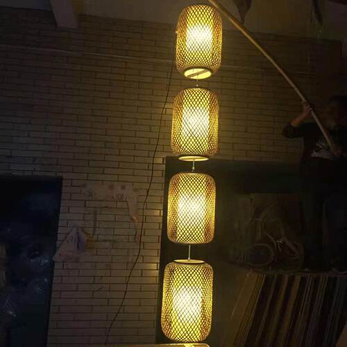 藤艺中式道过手工竹艺编织风灯笼酒餐397厅饭店个性楼创意日式吊