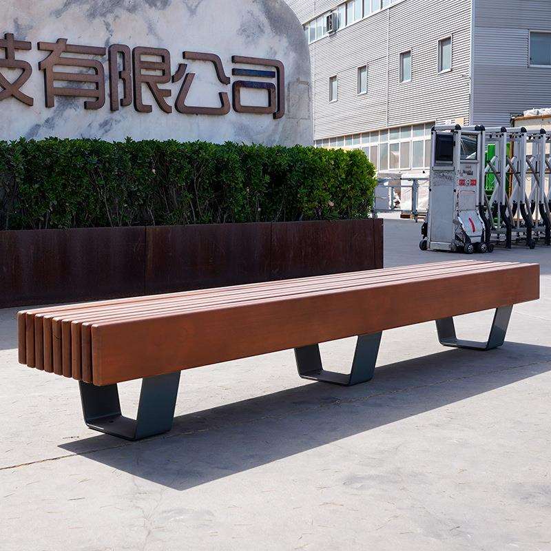 户外公园椅实木酒店座椅休闲长凳商场广场露天休息长凳铁艺座椅
