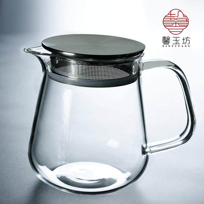 可携式耐高温玻璃泡茶壶办公室功夫茶具家用透明烧水壶花茶器茶杯