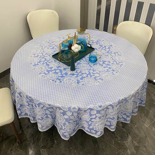 新桌款圆桌布zb-y001防水防形油免洗塑料圆PVC加厚耐热圆台布欧式
