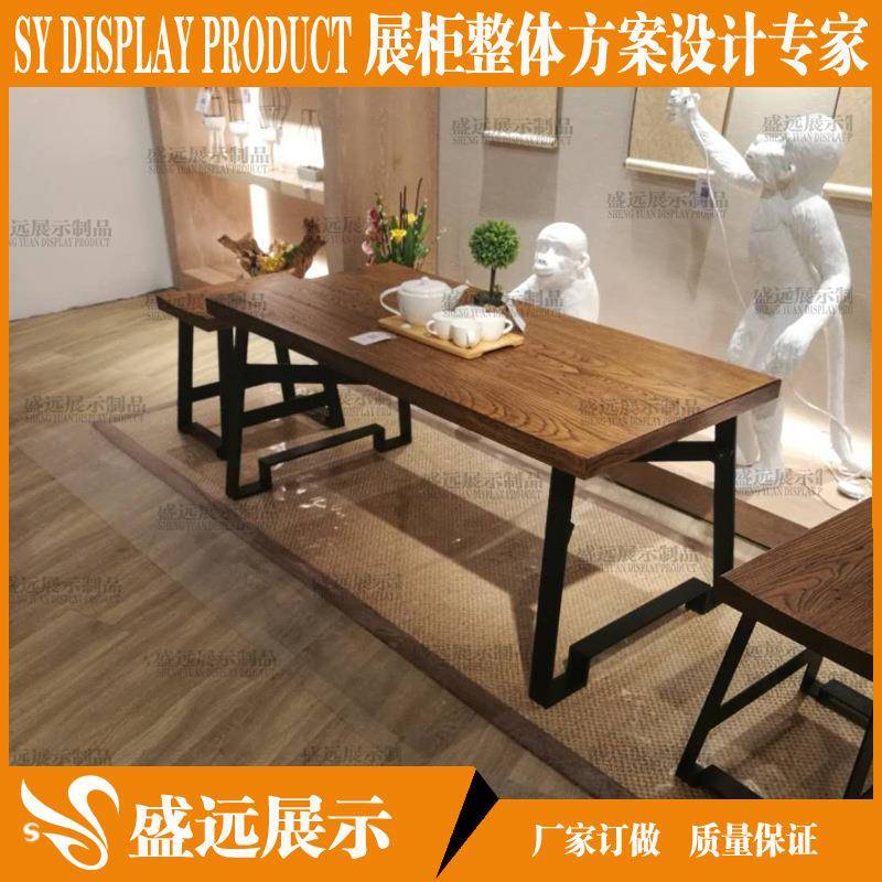实木吧台桌高脚靠背椅酒吧咖啡厅休闲厅铁艺吧台桌椅展示台