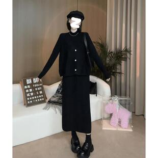 欧洲站时尚套装女2025年秋季针织大码洋气马甲半身裙上衣三件套潮