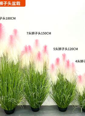 仿真盆栽绿植狮子头花狗尾巴草室内装饰造景大型芦苇假花盆景摆件