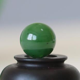 天然和田玉单珠碧玉散珠玉珠子俄罗斯玉石圆珠手串配珠单颗顶珠