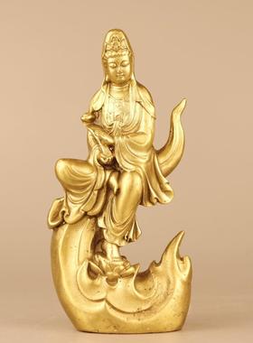 2023新款黄铜观音摆件 铜月亮观音 家居装饰创意礼品工艺品