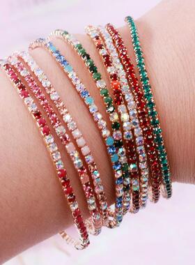 5Pcs/Lot Elastic Crystal Bracelets 2mm Charming Gold Color C