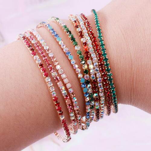 5Pcs/Lot Elastic Crystal Bracelets 2mm Charming Gold Color C