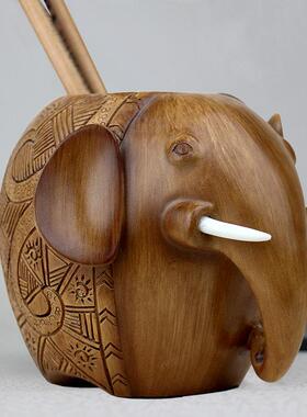 大象笔筒桌面收纳摆件创意时尚办公桌书房装饰品送老师教师节礼物