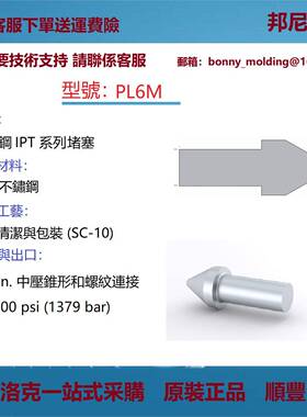 PL6M世伟洛克Swagelok316不锈钢IPT系列堵塞
