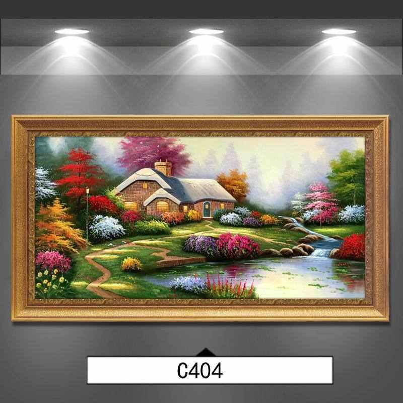 山水画风景挂画客厅装饰画有框玄关油画欧式墙壁挂画批发