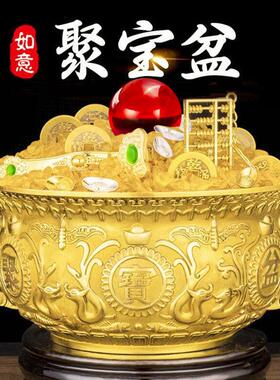 牛居善黄铜聚宝盆摆件 美好寓意家居工艺礼品摆饰玄关店铺客厅装