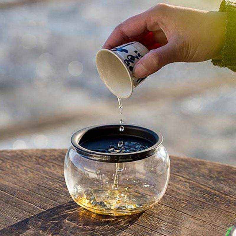 日式玻璃建水茶渣缸茶杯洗水盂小号壶承干泡台茶洗功夫茶道配件