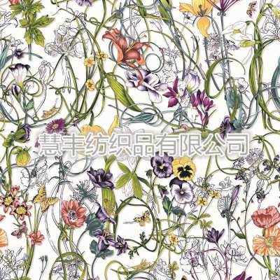 数码活性直喷印花加工 透气丝光棉面料针织面料棉绸斜纹印花布