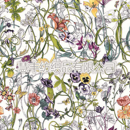 数码活性直喷印花加工 透气丝光棉面料针织面料棉绸斜纹印花布