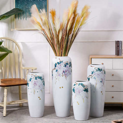 新中式手绘陶瓷落地大花瓶景德镇陶瓷落地花瓶家居客厅装饰摆件