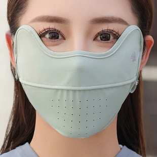 防晒口罩防紫外线女高颜值冰丝护眼角遮阳全脸面罩男 2025夏季
