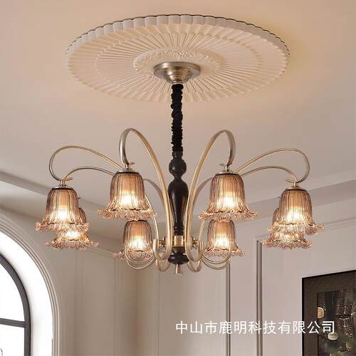 美式复古风铃兰花吊灯中古简约温馨客厅卧室别墅轻奢酒店民宿吊灯