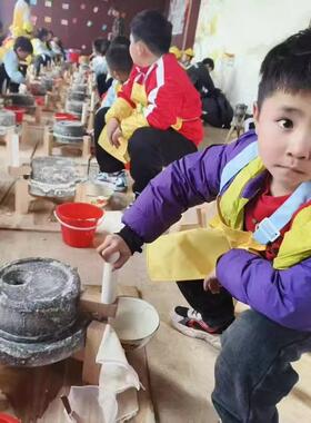 石磨家用小型老式磨盘幼儿园豆浆豆腐手推青麻石磨磨浆机石墨茶盘