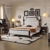 美式 复古床风米8双人大床中古主卧轻2213 1复古实木床婚中古风法式