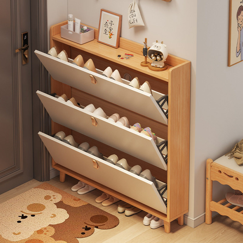 超薄鞋柜用门口收纳柜一体靠墙2025新款室内极窄翻斗式实木鞋架,住宅家具,鞋柜,淘宝优惠券,粉丝福利购,淘宝优惠卷