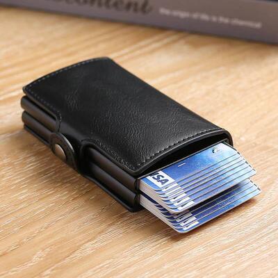 Double layer aluminum alloy multi slot wallet