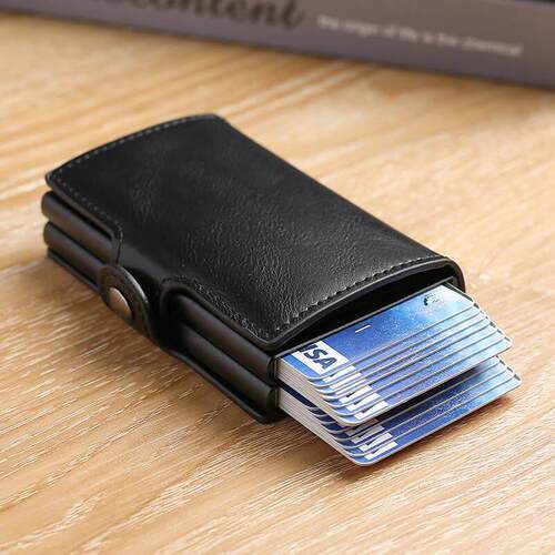 Double layer aluminum alloy multi slot wallet