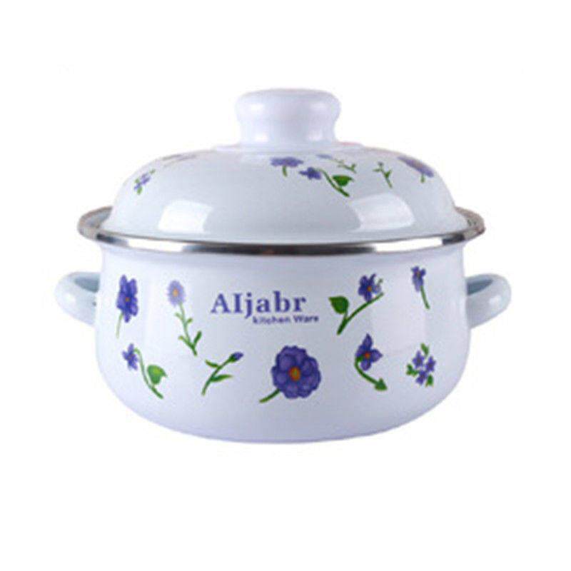 崇得 加厚16-20三件套搪瓷双耳带盖子锅炖锅汤锅泡面碗锅火锅电磁