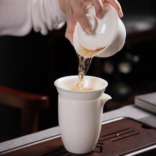 德化陶瓷白瓷三才盖碗茶杯单个泡茶碗带盖大号不烫手茶具套装