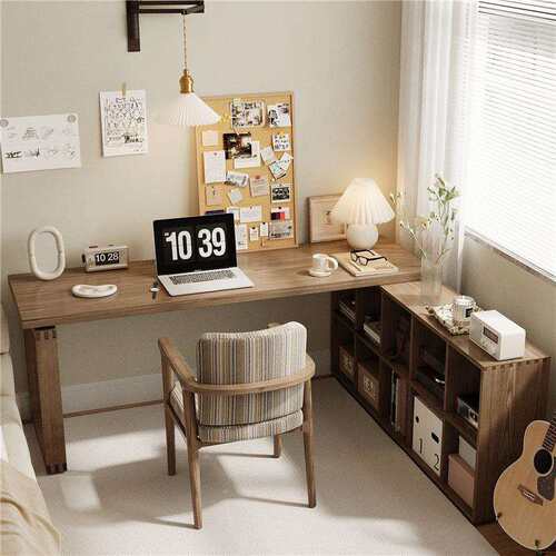 家用实木转角桌抽屉柜腿书柜书桌学生卧室L型学习写字电脑工作台