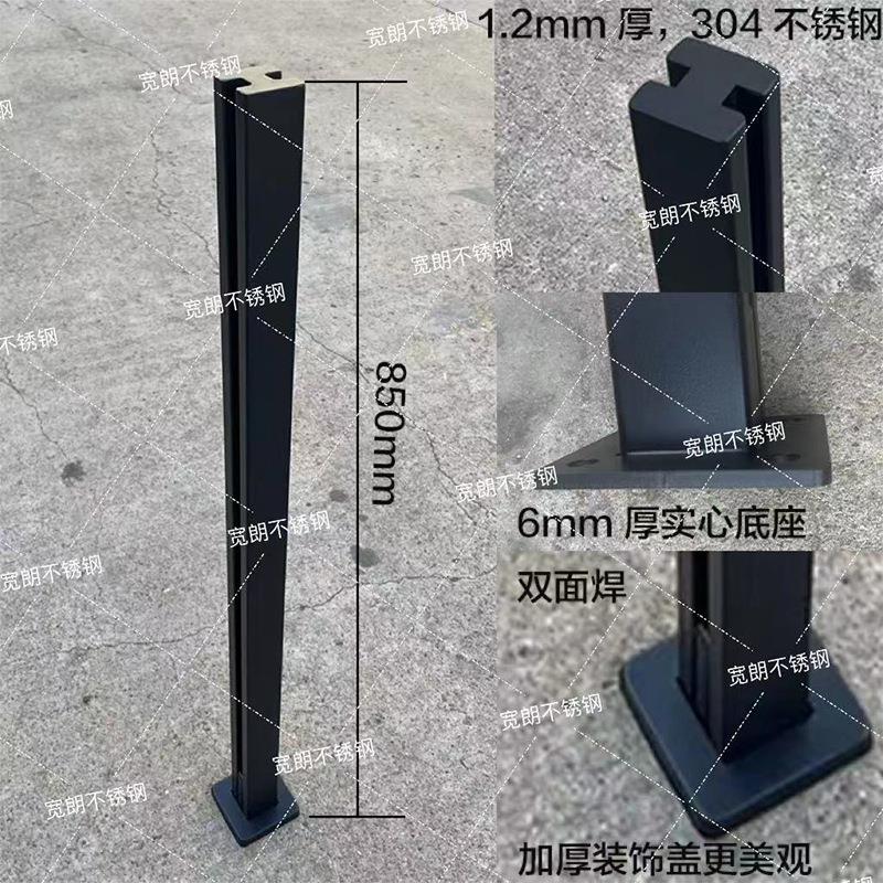 内卡槽玻璃免打孔不锈钢立柱用于玻璃楼梯和阳台平台护栏固定玻璃
