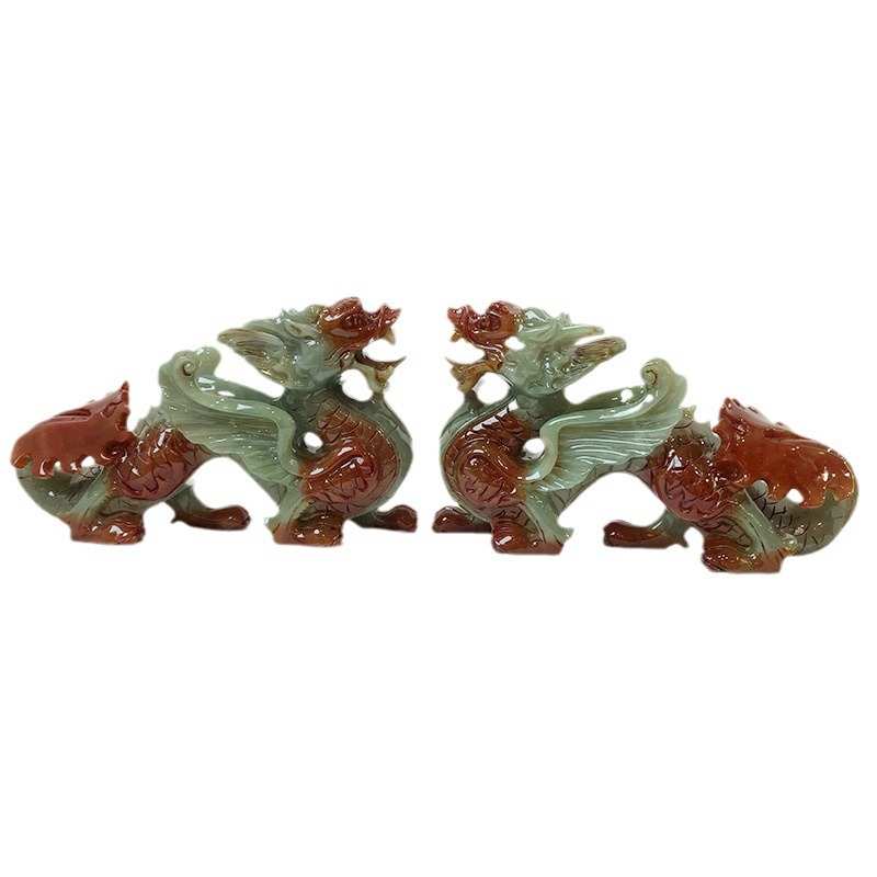 玉器岫岩厘米摆放 飞天28办公室玉石青龙程摆件桌面吉祥钰本命年