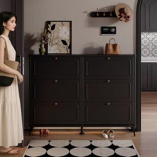 超薄鞋柜家用门口2025新款极窄实木入户玄关翻斗收纳一体靠墙鞋架