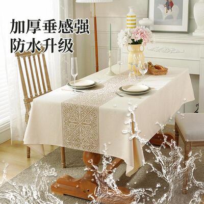 Cotton linen embroidered tassel tablecloth lace geometric