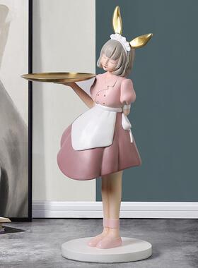 创ZIV意轻奢孩落厅地大装型摆女件客沙发电视柜旁玄关托盘家居软