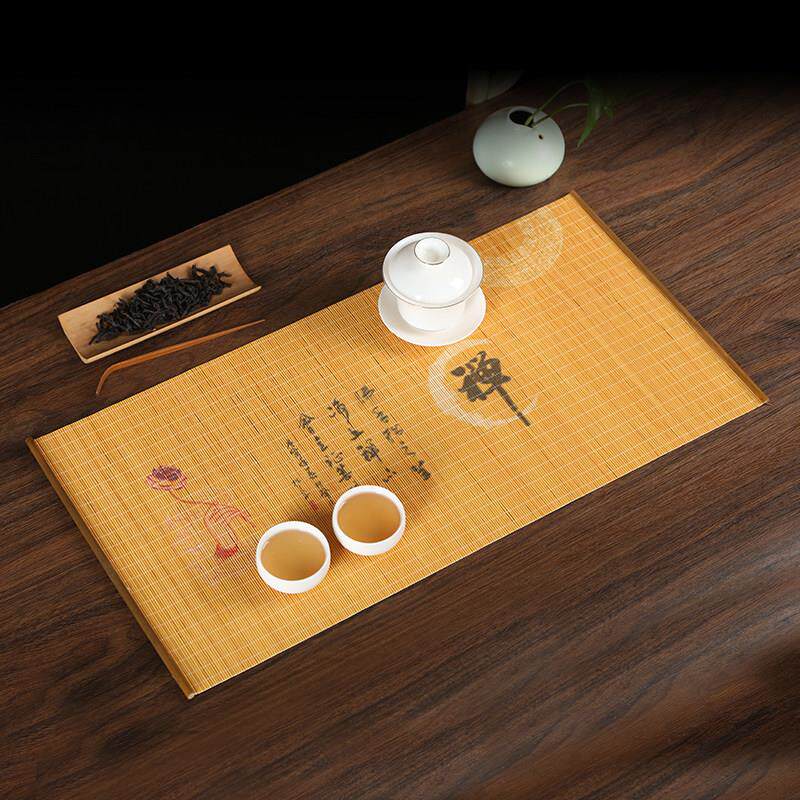 新中式桌垫竹丝竹席干泡盘禅意茶席可携式茶垫桌旗茶帘茶道干泡席