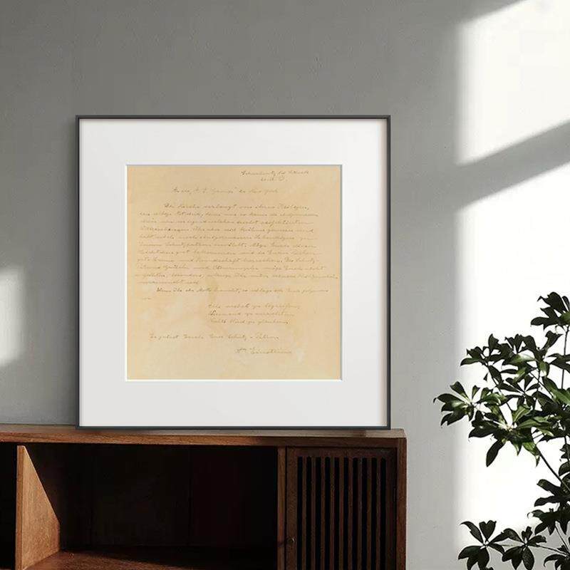 贝多芬手稿文艺复古装饰画音乐琴房壁画客厅玄关巴赫方形卡纸挂画
