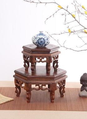 鸡翅木盆景底座家居木质底托实木工艺品摆件奇石头花瓶茶壶木托批