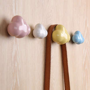 新款亮光大云朵挂钩衣帽钩衣挂衣架衣服衣柜侧面壁挂单个陶瓷单孔