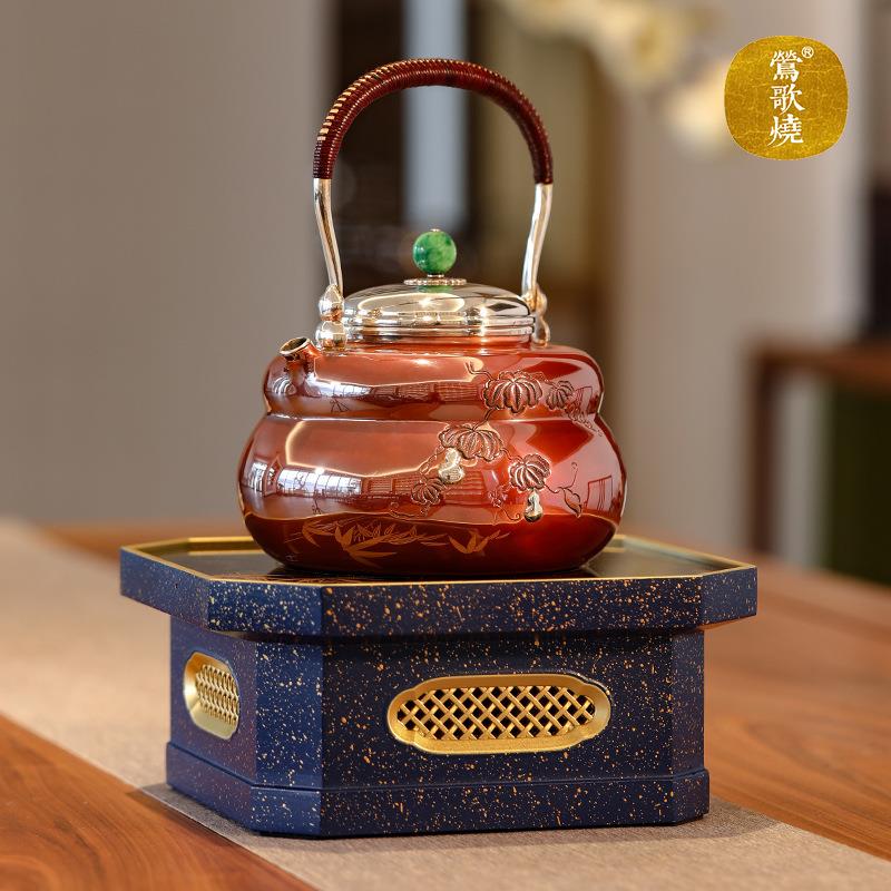 莺歌烧四方八角电陶炉茶炉静音家用台式煮茶器带遥控烧水煮茶炉