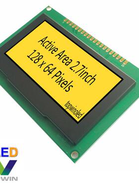 2.7寸oled液晶显示模块黄光12864模块TW28642270B03黄色128x64