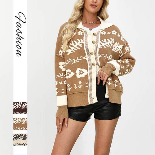 Square neck sweater, women's cardigan, knitted jacket