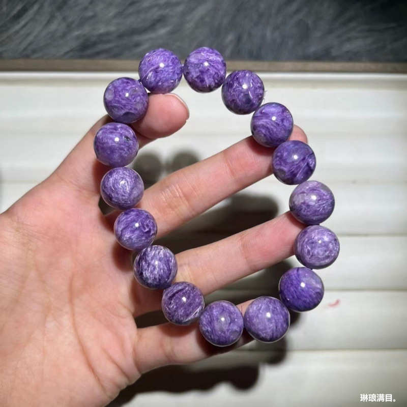 批发天然紫龙晶手串龙纹清晰九紫离火紫龙晶手链女diy百搭男女款