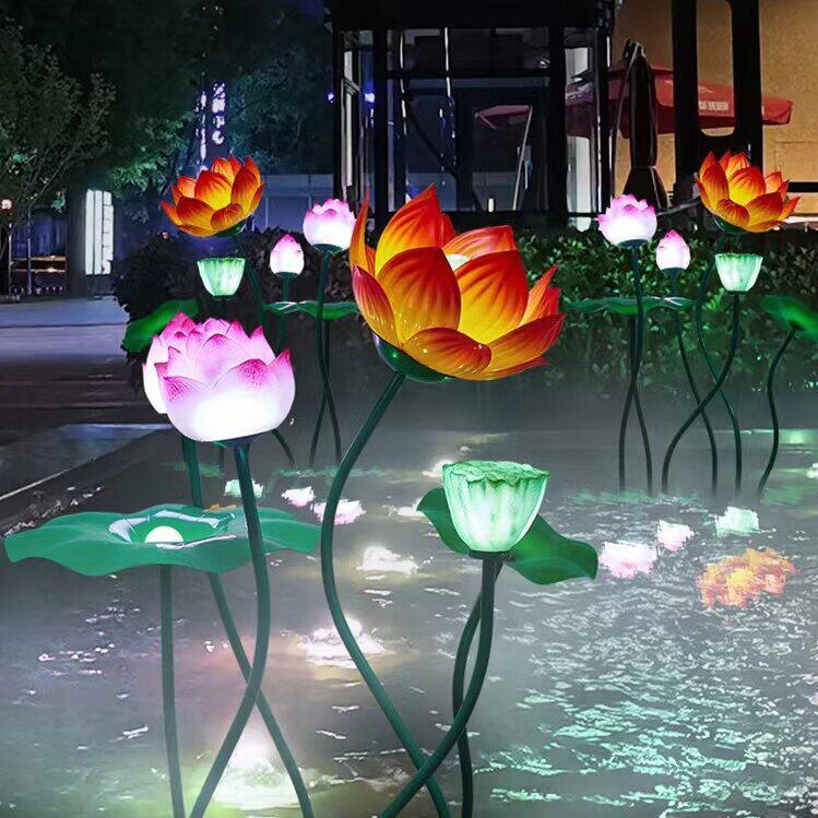 户外荷花灯水漂灯水池装饰景观灯景区庭院夜景亮化河灯防水莲花灯