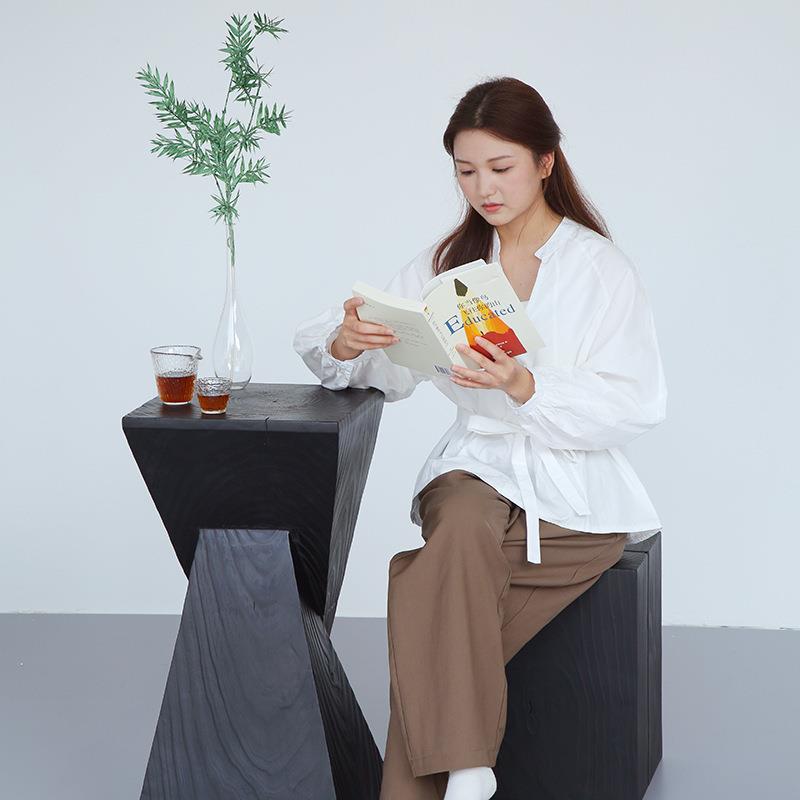 实木树墩碳化黑色原木木墩艺术摆件根雕木墩茶几家用客厅坐凳矮凳