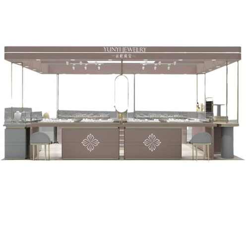 商场多经点位珠宝饰品展示柜定制珍珠首饰陈列玻璃柜烤漆展柜设计