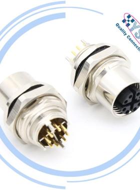 M12Xcode母座前锁8P面板90°PCB防水连接器